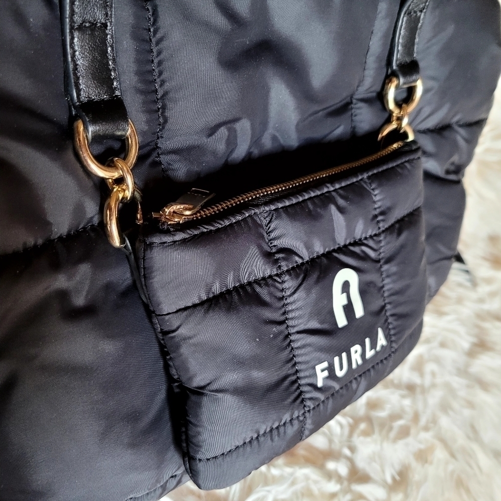 Furla Nylon Puffer Tote Black - Picture 7 of 14
